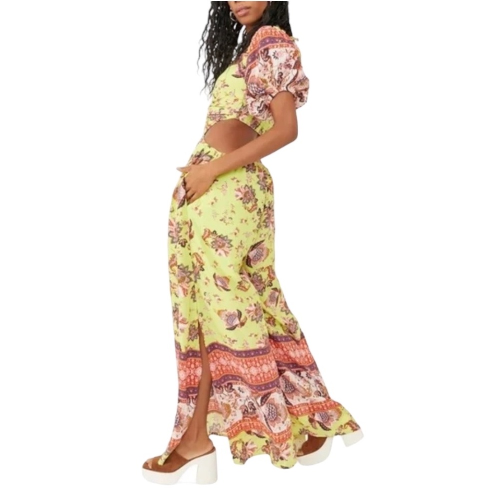 Free People Bali Citrus Skies Wide Keg Jumpsuit Size Small